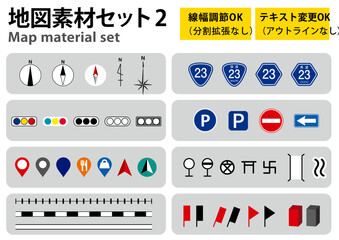 シンプル 地図素材 アイコン2 編集可能