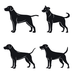 Silhouette 6-dog icon set vector.