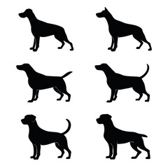 Silhouette 6-dog icon set vector.