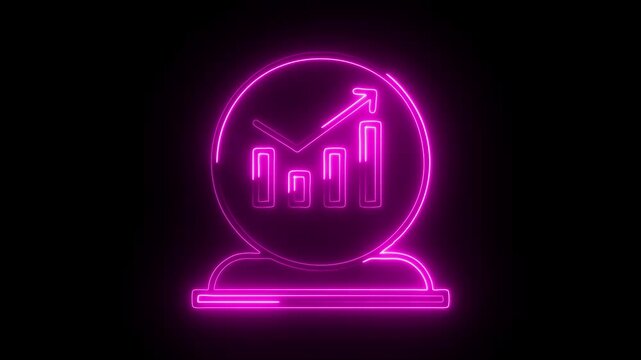 Glowing neon forecasting icon isolated on black background. HD Video motion graphic animation