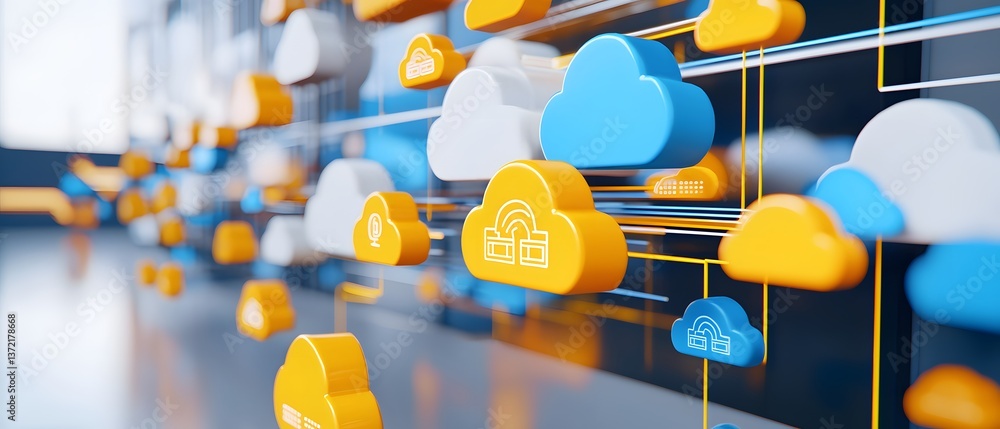 Aufkleber cloud data security interface closeup digital environment technology concept modern workspace