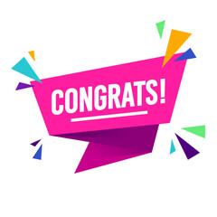 Colorful Banner With Confetti And Text Congrats