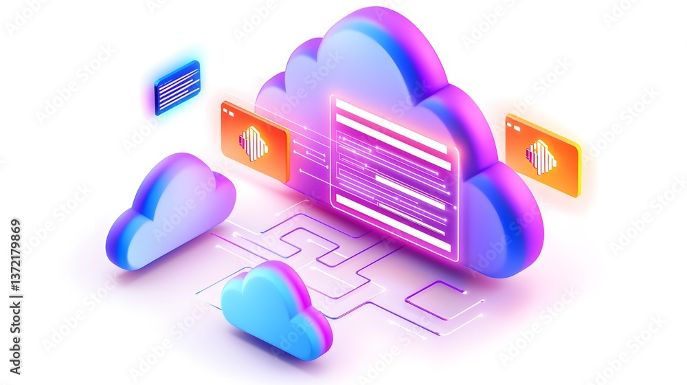 Poster cloud computing and cybersecurity innovations digital space infographic virtual environment conceptu