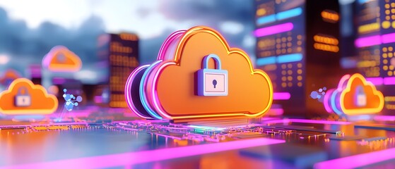 Futuristic digital security interface enhancing cloud computing safety virtual environment graphic design futuristic perspective