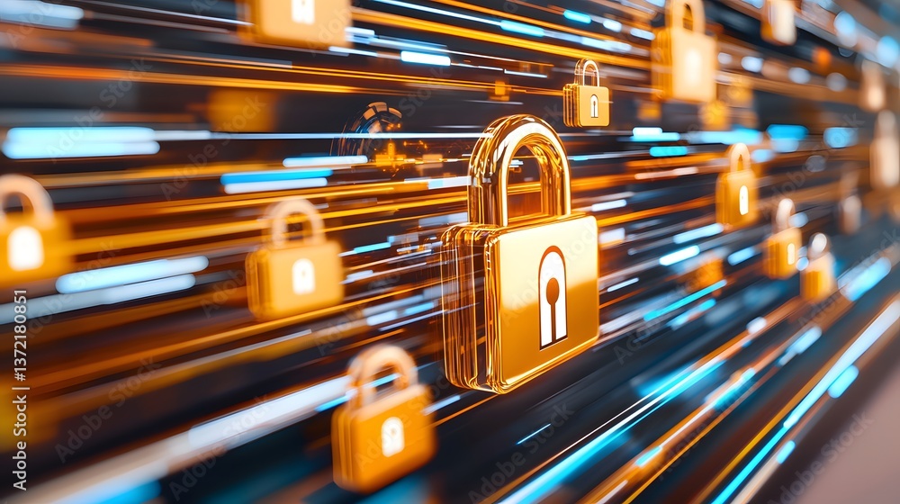 Aufkleber high-tech digital lock representing cybersecurity in modern technology digital environment abstract 