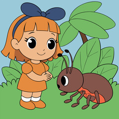 Little girl with a bee