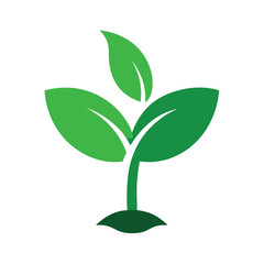 Green leaf seedling logo icon design 