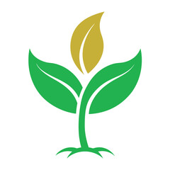 Green leaf seedling logo icon design 