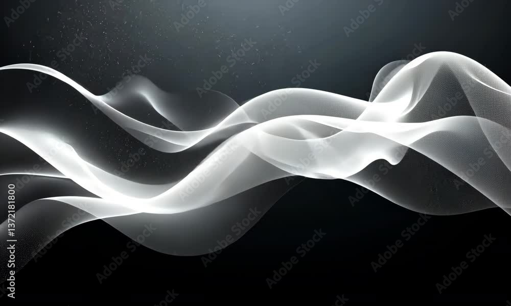 Poster abstract flowing wave animation background with glowing particles and smooth motion