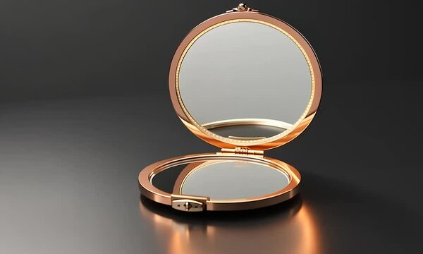 Elegant Rose Gold Compact Mirror with LED Lights