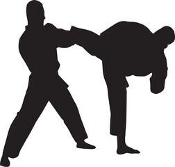 Karate kick technique sketch illustration. Asian martial art sport hand drawn design