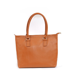 Leather Bag with white background, duffel bag travel case leather holdall valise fashion modern carry handle.
Safety Brown female leather bag isolated on white background.
