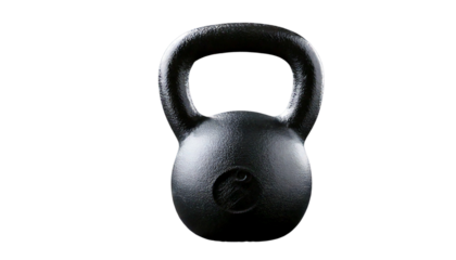 A kettlebell with a rubber-coated grip, isolated on transparent