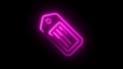 Glowing neon product label icon isolated on black background. HD Video motion graphic animation