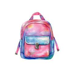 Colorful school backpack with a smooth watercolor finish in pink and blue hues. Perfect for students seeking a trendy accessory for school life.