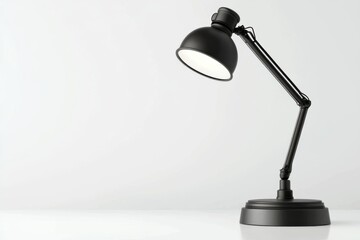 Minimalistic Black Desk Lamp with Sleek Modern Design on White Surface