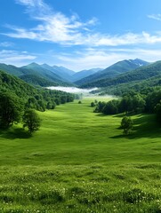 Obraz premium Mountain Valley Meadow Scenic