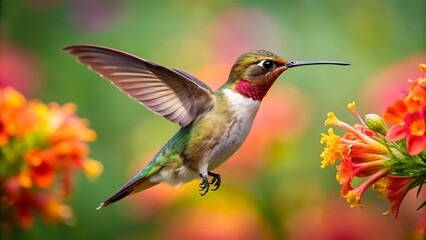 Fototapeta premium Hummingbird and flower