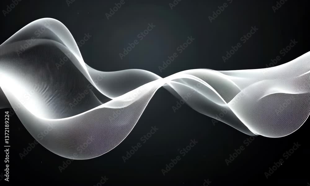 Poster elegant abstract flowing waves with sparkling dust particles on a dark background