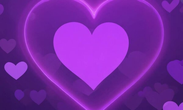 Purple Background with Moving Heart Shapes