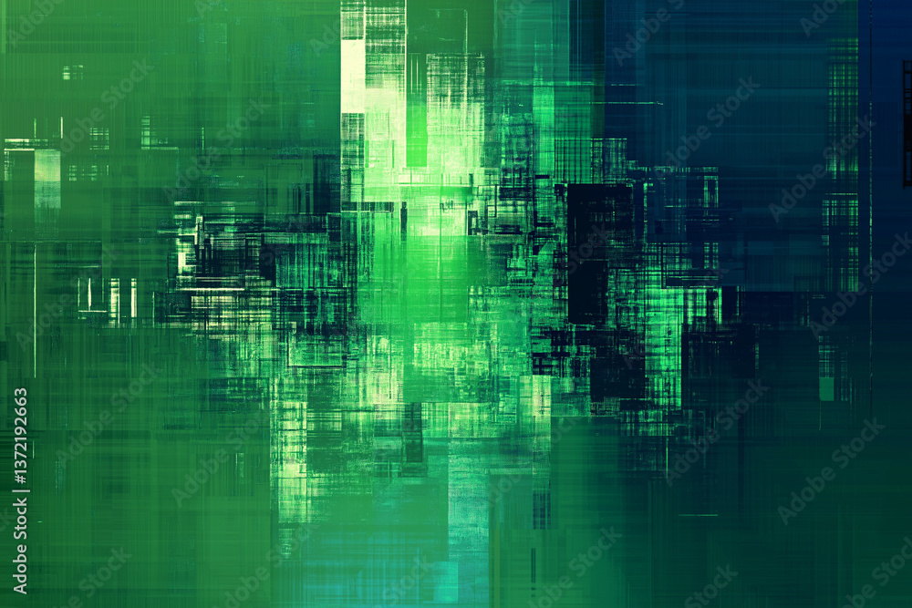 Aufkleber abstract pixelated interlaced green blue 8 bit cyber retro game glitch tv static pixel noise texture