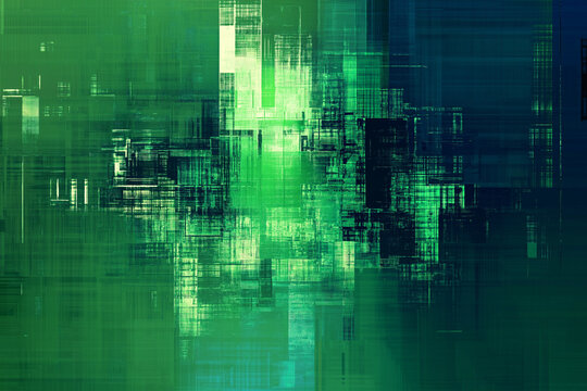 Abstract pixelated interlaced green blue 8 bit cyber retro game Glitch TV Static pixel Noise texture background