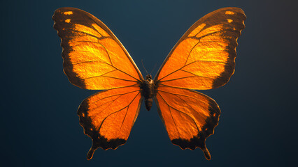 Stunning Orange Butterfly with Delicate Patterns and Wings Spread