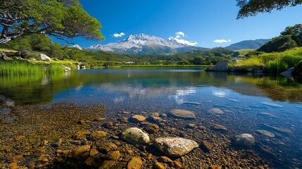 Mountain Lake Reflection Sunny (1)