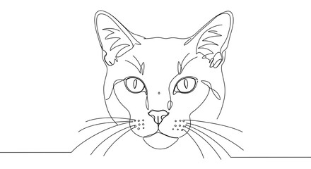 Obraz premium Elegant Line Art Cat Portrait Minimalist Single Line Drawing of a Feline Face