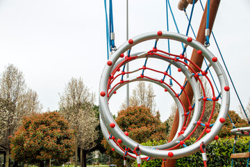 red and blue spiral  tube in the park