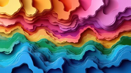 Colorful layered paper landscape background for design use
