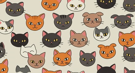 Adorable Cartoon Cats and Dogs Seamless Pattern Background Illustration
