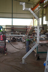 Frame for vertical metal ladder.