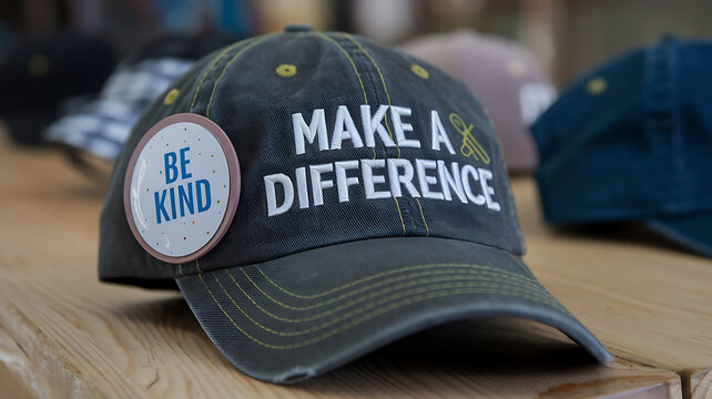 Motivational baseball cap Be Kind and Make a Difference Positive message trendy design