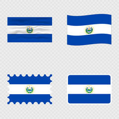 Obraz premium El Salvador national flag in four different styles.