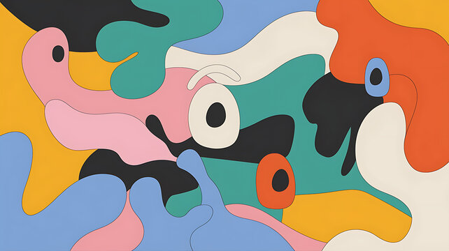 Abstract vibrant organic shapes in a playful color palette