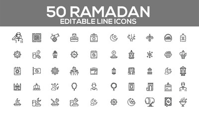 Ramadan Line Icons – Complete Eid & Islamic Festival Vector Set