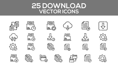 Download Vector Icons – Modern File Transfer & Cloud Storage Symbols (Editable)