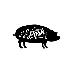 butcher shop, fresh pork labels. Design element for logo, label, emblem, sign, mark. Vector illustration.