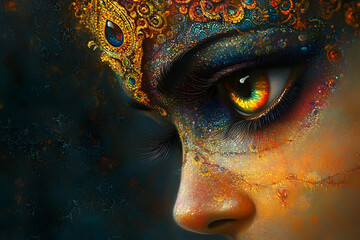 Naklejka premium An eye with intricate and colorful details showcasing beauty gracefully