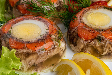 galareta, jedzenie, posiłek, płyta, przekąska, lunch, dania, jarzyna, jajko © yanek