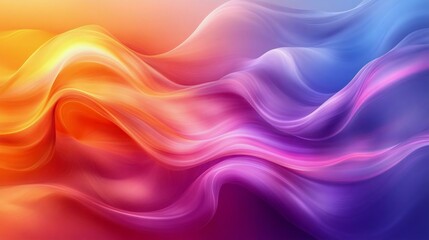Obraz premium Vibrant abstract waves in hues of orange, pink, and blue create a dynamic, fluid motion effect, ideal for backgrounds or artistic designs.