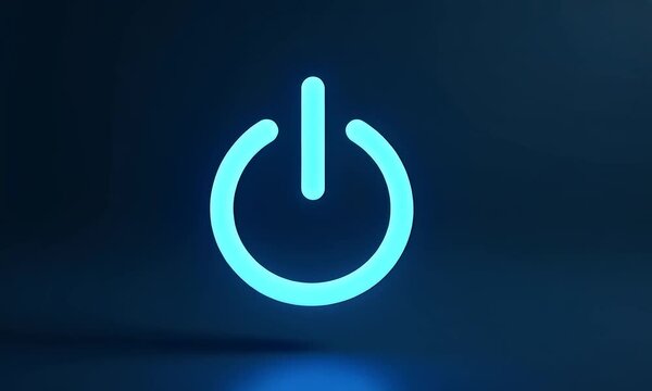 Glowing Neon Power Button Symbol