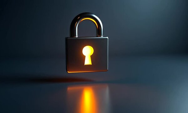 Glowing Padlock: Digital Security and Cyber Protection