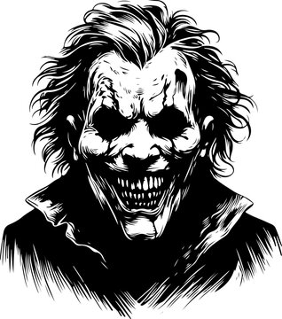 sketch vector illustration silhouette design icon logo symbol face devil demon scary killer maniac full face