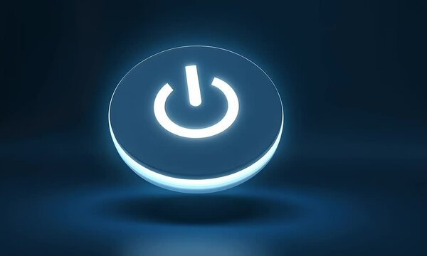 Glowing Power Button: On/Off Switch in 3D Neon Style