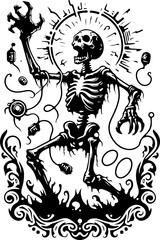 sketch vector illustration silhouette design icon logo symbol monochrome black white demon ghost zombie ethnic traditional with scary aura  