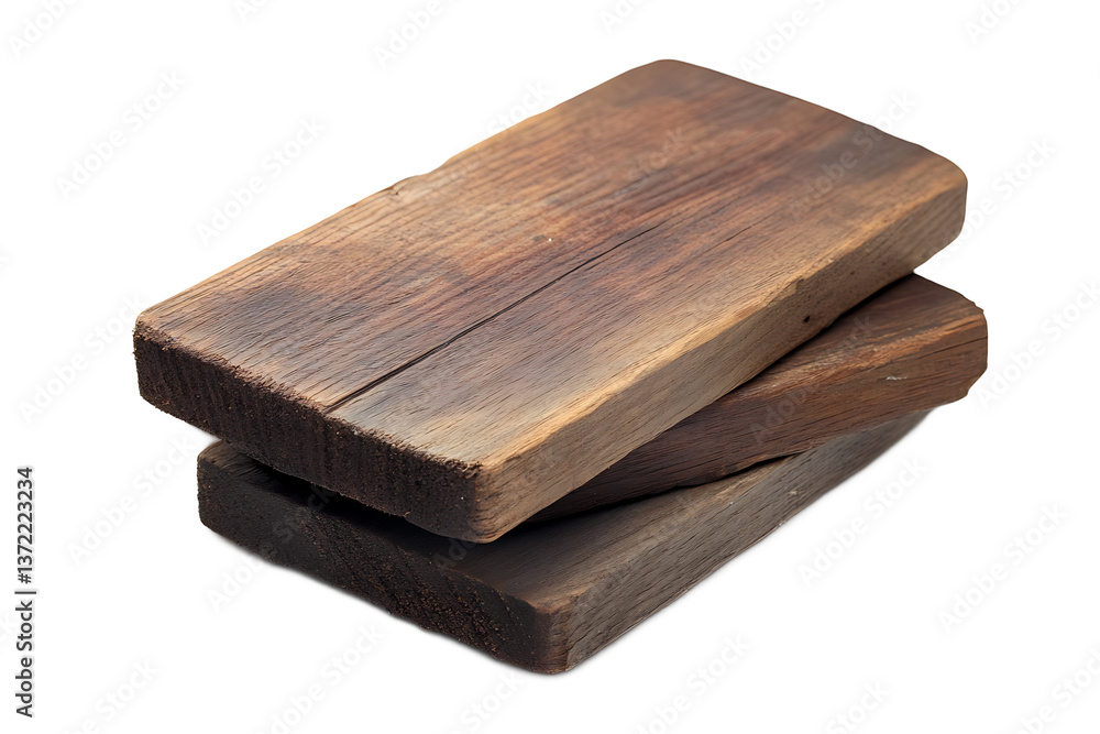 Poster a stack of two rectangular wooden blocks with visible grain and texture on a black background