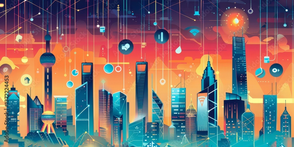 Poster Tech solution for digital business communication