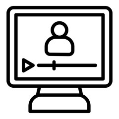 Video Lecture Vector Line Icon Design